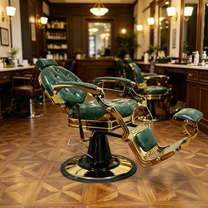 Muebles de Salón de Belleza, Sillas de Barbería Hidráulicas Doradas Vintage en Venta - Product Image 5