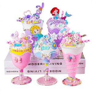 Matériaux en argile <span class=keywords><strong>comestible</strong></span> pour la simulation de coupes de crème glacée DIY créatives pour enfants, jouet pour filles, boîte colorée « Paradis des desserts » - Product Image 1
