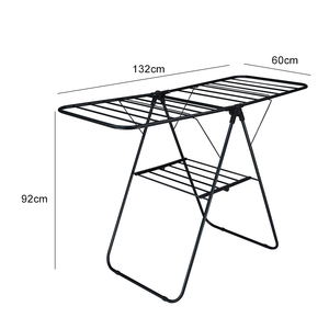 समायोज्य स्टेनलेस स्टील के कपड़े लटका रैक बड़ी क्षमता डबल स्तर ड्रायर खड़े मजबूत फोल्डेबल पंख बाथरूम - Product Image 2