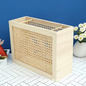 Boîte de rangement de bureau en bois naturel, 45L, sans couvercle, empilable, avec compartiments, organiseur de magazines - Product Image 4