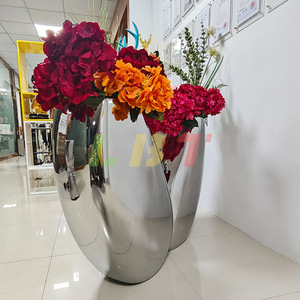 Stainless Steel Flower Pot Elliptical <b>Floor</b> <b>Standing</b> <b>Mirror</b> Finish Indoor Shopping Mall Planters LBT H1 - Product Image 1