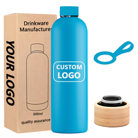 Bouteille d'eau à petite ouverture en acier inoxydable 304/316, grande capacité 500/750/1000 ml, résistante à l'abrasion, avec logo personnalisé HAERS