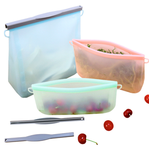 BPA Free Food Grade Safe Silicone Zipper Bag Reutilizável Food Storage Pouch Bag <span class=keywords><strong>Freezer</strong></span> Silicone Ziplock Bag Recipiente De Armazenamento De Alimentos - Product Image 1
