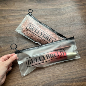 Custom Long Frosted PVC Zipper <b>Bags</b> - Black Printed Logo Plastic Zip Lock Pouch with Ring Pull - Product Image 6