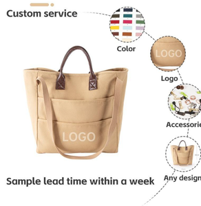 Sac fourre-tout en toile de couleur unie, sac fourre-tout en toile personnalisé, sac à bandoulière en toile, sac de shopping - Product Image 4