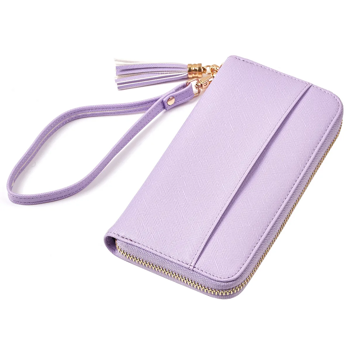 Nuevos productos Cartera de cuero de grano liso con cremallera Rfid Monedero pequeño de moda corto personalizado para mujer