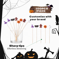 Halloween Gemengde Dieren Bamboe Fruitprikkers Cocktailspiesjes 100 Stuks Per Zak Feestdecoratie