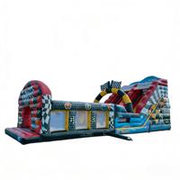 Parcours d'obstacles gonflable sur le thème des voitures de course, double toboggan, équipement de jeu d'aventure rapide pour enfants, qualité commerciale, matériau PVC sec