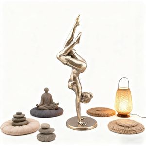 Figura de Yoga de Latón Yahu Lando, Mini Estatuilla Decorativa, Accesorio de Escritorio Contemporáneo, Decoración para Oficina y Hogar - Product Image 5