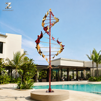 Grande sculpture cinétique en acier inoxydable, artisanat métallique, art éolien extérieur, décoration paysagère d'hôtel, sur mesure, durable, fabrication en usine