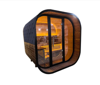 Karbonisierte Thermo-Fichte Massivholz Umweltfreundliche Outdoor-Villa Quadratische Sauna für 4-6 Personen 9KW 380V Dampf Einfache Montage 8mm Gehärtetes Glas