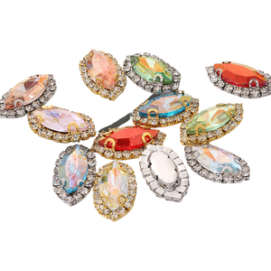 Pierre en <span class=keywords><strong>verre</strong></span> cristal œil <span class=keywords><strong>de</strong></span> cheval couleur claire 7*15mm, sertie <span class=keywords><strong>de</strong></span> griffes en or blanc, pour la création <span class=keywords><strong>de</strong></span> bijoux DIY - Product Image 2