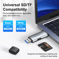 Bajo MOQ personalizado 2 en 1 TF lector de tarjetas SD USB C USB 3,0 memoria OTG adaptador de lector de tarjetas con tipo C para Mac portátil PC ordenador