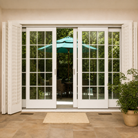 Portes coulissantes en verre pour patio, 4 panneaux, aluminium, double vitrage, rupture de pont thermique, design grille, pour villa, jardin, projet de maison résidentielle