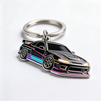 Porte-clés en alliage de zinc antique personnalisés en gros, émail souple, pour boutiques de souvenirs, salons professionnels, cadeaux d'affaires, porte-clés de voiture JDM