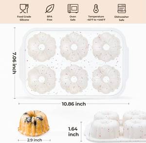 MUYULINS Factory Beige 6-Cup LFGB Non-Stick BPA Free Metal Reinforced Frame <b>Large</b> Silicone Cupcake <b>Pan</b> American Muffin Tray - Product Image 5