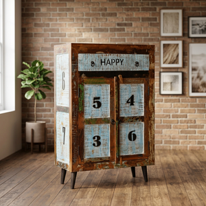 Mueble de Salón de Madera Maciza Estilo Industrial Vintage Hecho a Mano con 4 Cajones, Almacenamiento Ecológico para Casa de Campo, Villa o Apartamento - Product Image 2
