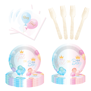 Juego de Vajilla Desechable DAMAI con Temática de Revelación de Género, Platos de Papel para Postre y Cena, Vasos, Servilletas y Globos para Fiestas - Product Image 3