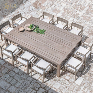 Set di Tavolo e Sedie in Legno di Teak per Esterni, Design Rustico Commerciale per Ristoranti, Progetti di Hotel e Cortili - Product Image 1