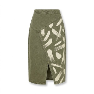 Wholesale Womens Denim <b>Maxi</b> <b>Skirt</b> Light Wash Denim Utility Pocket Custom Label Supplier Wholesale Supply - Product Image 4