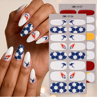 Autocollants pour ongles de qualité salon, effet 3D brillant, thème Coupe du Monde de Football, sans lampe UV, bandes adhésives pour ongles en gel sans UV