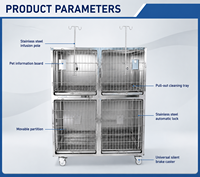 Cage vétérinaire modulaire 4 unités en acier inoxydable 304 pour animaux de compagnie (chiens, chats) – Idéale pour cliniques vétérinaires et hôpitaux pour animaux