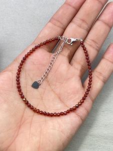 Hessonite Garnet <b>Bracelet</b> Dainty Gemstone Jewelry Micro Faceted Beads Crystal <b>Bracelet</b> Minimalist Jewelry Tiny Gemstone <b>Bracelet</b> - Product Image 3