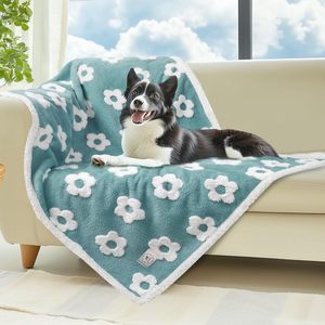 Coperta in pile Jacquard impermeabile Premium per animali domestici di medie dimensioni soffice Sherpa con texture floreale 3D gatti caldi - Product Image 1