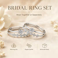 Ensemble de bagues de mariage en moissanite, bague de fiançailles en argent sterling 925 et alliance assortie 0,1 CT