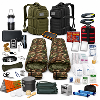 Kit de survie en plein air personnalisé pour 2 personnes, 72 heures, avec sac à dos tactique pour le camping, la randonnée et les situations d'urgence