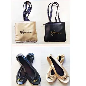 after party shoes gold Foldable ballet shoes with big explanded bag folding shoes