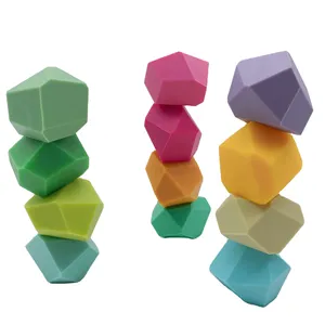 Montessori – blocs de construction en Silicone colorés pour enfants, jouets pour enfants, ensemble de blocs de pierre d'équilibre