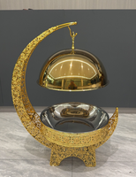 KUNTAI 8L 201 Edelstahl Lebensmittelgeeigneter Alkoholbetriebener Goldener Chafing Dish Deckel Hängender Speisenwärmer 85-100°C Manuell