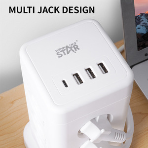 Winningstar European Standard Vertical <b>Socket</b> Converter <b>with</b> <b>USB</b> Desktop Multi-functional Tower <b>Socket</b> - Product Image 4