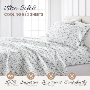 Parure de draps 4 pièces en microfibre polyester pour lit <span class=keywords><strong>Queen</strong></span>, respirante, double brossée, ultra douce, rafraîchissante, infroissable, facile d'entretien, poches profondes de 16 pouces - Product Image 5