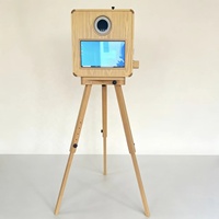 Dernière génération de photomaton à écran tactile de 15,6 pouces, photomaton vintage authentique en bois avec appareil photo reflex numérique instantané pour mariage