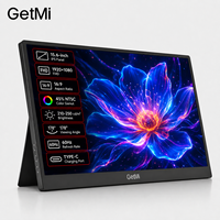 Moniteur portable GETMI 15,6 pouces FHD 1080P IPS, double type C, écran externe pour ordinateur portable, téléphone, Mac, jeux, moniteur portable professionnel