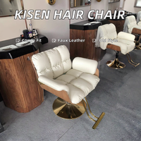 Chaise de coiffeur en cuir moderne personnalisée de haute qualité Kisen, chaise de coupe en acier très vendue pour les salons de beauté et les spas