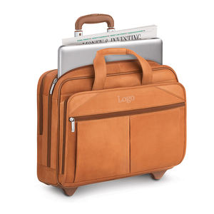 Maletín de Cuero Marrón con Ruedas de Fábrica OEM, Organizador para Portátil, Bolsos con Asa de Rodillo, Estuche de Cuero Vintage, Bolsa de Cuero Premium - Product Image 3