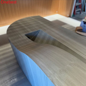 Corian Superficie sólida Color de madera Mostradores de recepción curvos Salón de belleza Mostrador de muebles de peluquería - Product Image 2