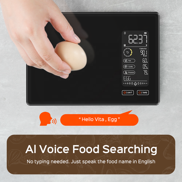 AI Voice Lcd Display Smart App Digital Baking Nutrition Calorie Weight Kitchen Food Weighing Scale With Nutritional Calculator