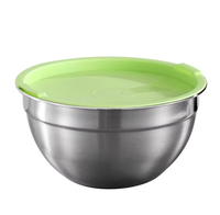Bol à salade de style américain antidérapant grande capacité avec couvercle, couleur et taille personnalisées, en acier inoxydable 201, bols mélangeurs, bol à salade