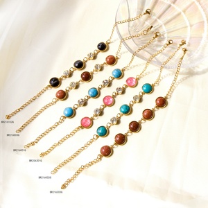 Personality Custom Couple <b>Bracelet</b> Stainless Steel Jewelry <b>Bracelet</b> 18k <b>Gold</b> Plated Glass <b>Bead</b> <b>Bracelet</b> for Gifts - Product Image 1