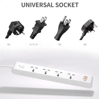 Universal UK EU USA AU Enchufe Toma de corriente de 4 vías Protección contra sobretensiones Regleta