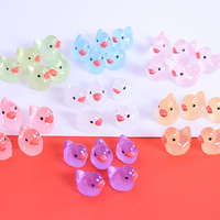 KI huiyuan Mignon mini canard lumineux de dessin animé, animal transparent tridimensionnel, accessoire de bijoux en résine pour artisanat DIY