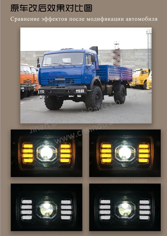 2025 New Design Truck Full LED Headlight for KAMAZ 1/2 Generation Full ...