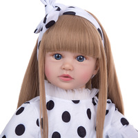 Venta caliente bebé Reborn silicona 24 pulgadas linda chica con pelo largo bebé Reborn de silicona