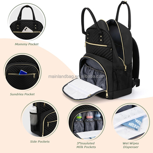 Sac à dos à langer personnalisé avec 3 poches isothermes en aluminium pour biberons, idéal pour les essentiels de bébé en voyage et en <span class=keywords><strong>promenade</strong></span> - Product Image 4