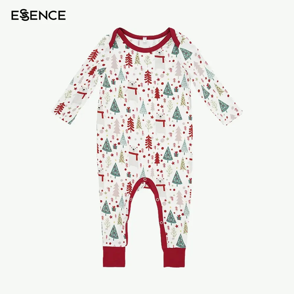 OEM ODM Neugeborene Unisex Kleidung Benutzer definierte Bambus Baby Stram pler Weihnachts pyjamas Kinder Pyjamas