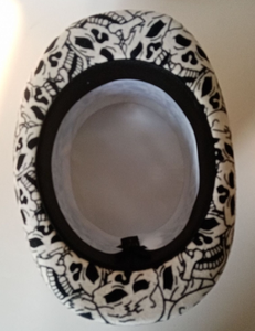 A112502 100% Wool Fedora <strong>Hat</strong> Ready to Ship Wholesale <strong>Mad</strong> <strong>Hatter</strong> Magic Topper <strong>Hats</strong> Wool Felt White Top <strong>Hat</strong> With Skull Printed - Product Image 6